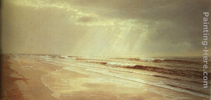 Beach with Sun Drawing Water painting - William Trost Richards Beach with Sun Drawing Water art painting